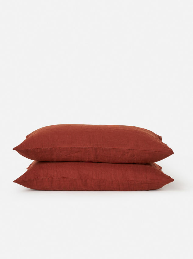 Brick Linen Pillowcase Pair