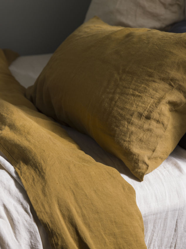 Ochre Linen Pillowcase Pair