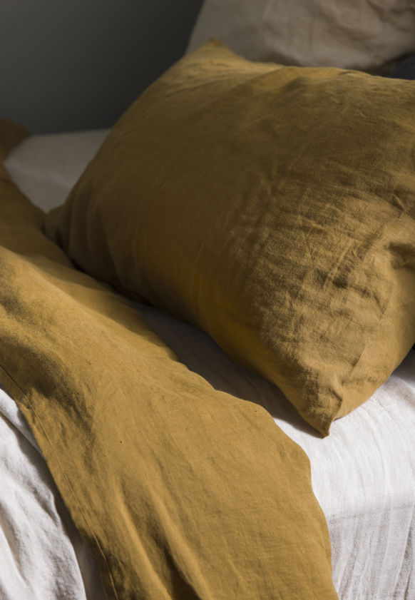 Ochre Linen Pillowcase Pair