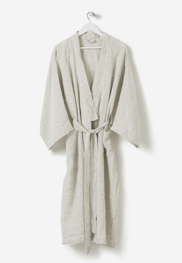 Pinstripe Linen Robe