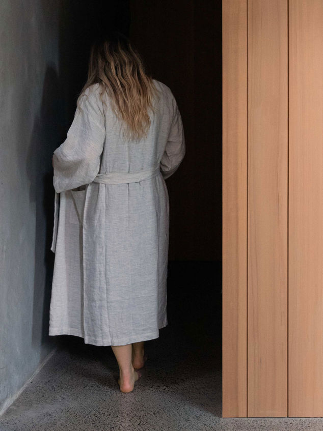 Pinstripe Linen Robe