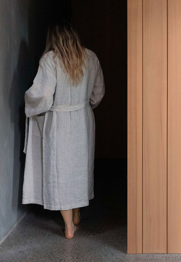 Pinstripe Linen Robe