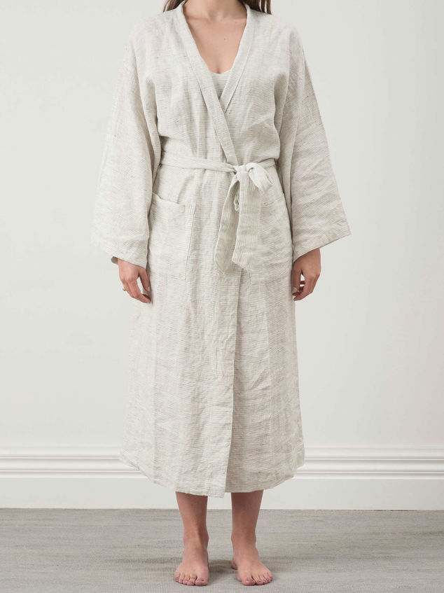 Pinstripe Linen Robe
