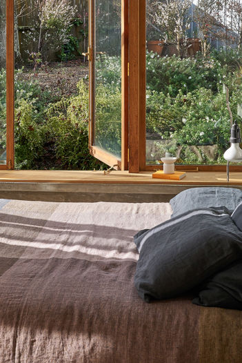 Blue Black Linen Pillowcase Pair