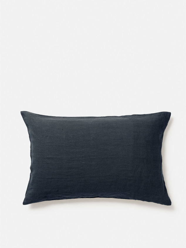 Blue Black Linen Pillowcase Pair