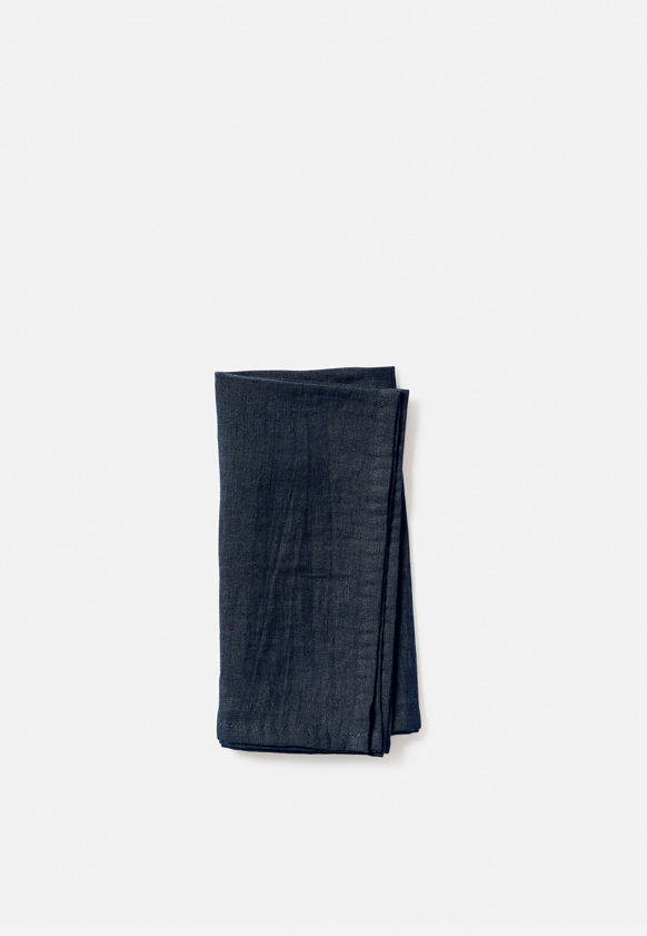 Blue Black Linen Napkin