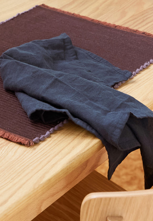 Blue Black Linen Napkin