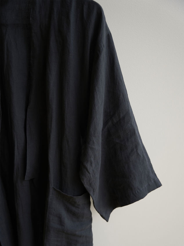 Blue Black Mens Linen Robe