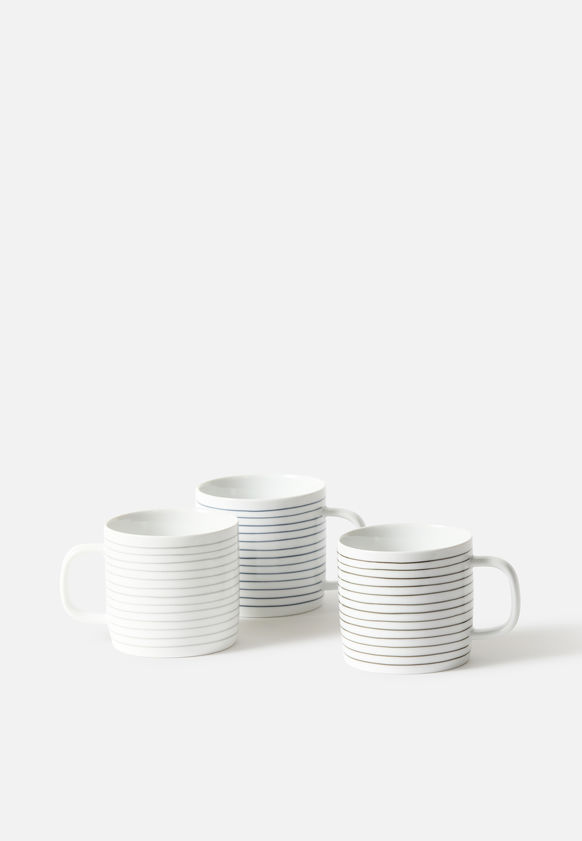 Porcelain Stripe Coffee Cup Set/4