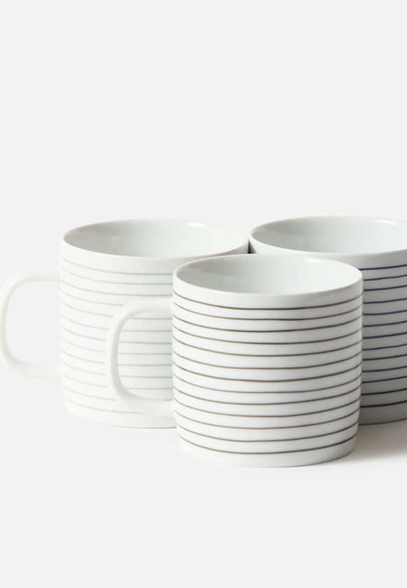 Porcelain Stripe Coffee Cup Set/4