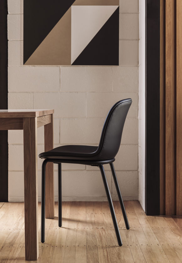 Acre Chair Leather Seat w/ Metal Base