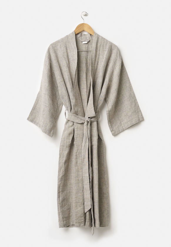 Chambray Mens Linen Robe