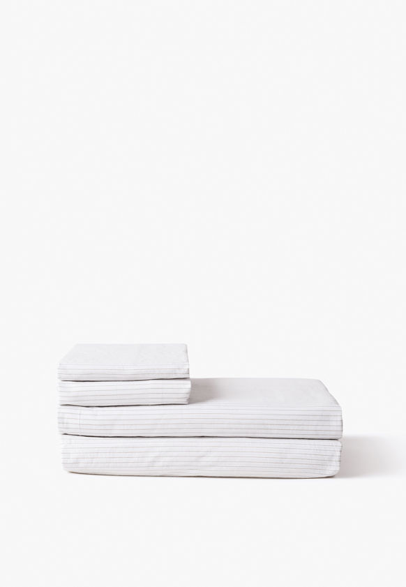 Pinstripe Organic Cotton Fitted Sheet