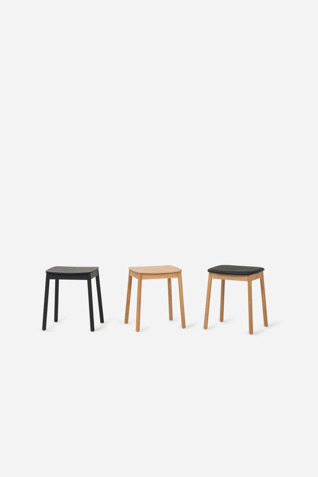 Radial Stool Low w/ Leather Seat