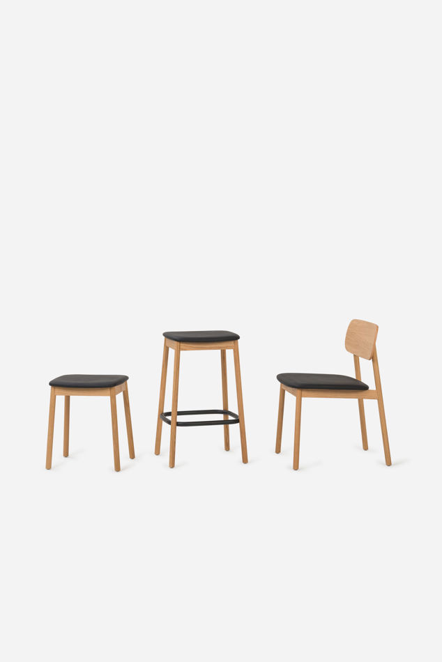 Radial Stool Low w/ Leather Seat