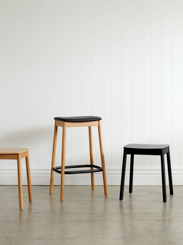 Radial Stool w/ Leather Seat