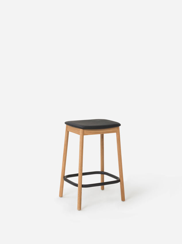 Radial Stool w/ Leather Seat